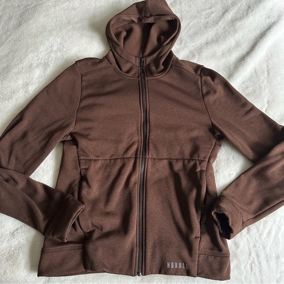 NoBull Brown Zip Up Performance Hoodie Size Medium - Picture 1 of 11